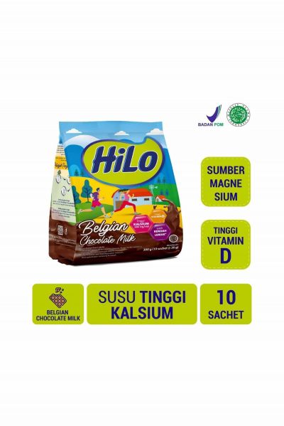 Promo Harga Hilo Belgian Chocolate Milk per 10 sachet 30 gr - Yogya