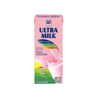 Promo Harga Ultra Milk Susu UHT Stroberi 250 ml - Yogya