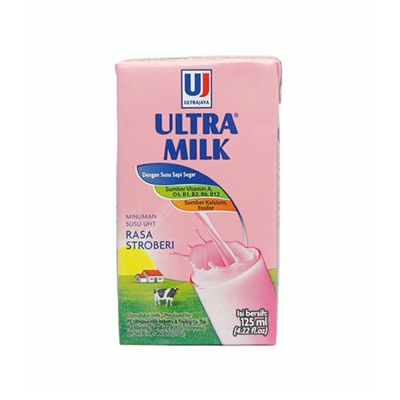 Promo Harga Ultra Milk Susu UHT Stroberi 125 ml - Yogya