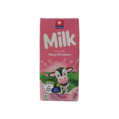Promo Harga Diamond Milk UHT Strawberry 200 ml - Yogya