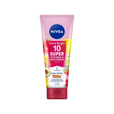 Promo Harga Nivea Extra Bright 10 Super Vitamins & Skin Food Serum 180 ml - Yogya
